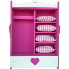 Empressco Ahşap Hobi Gardırop Oyuncak, Pembe Renkli, Eğlenceli ve Güvenli Oyun Arkadaşı