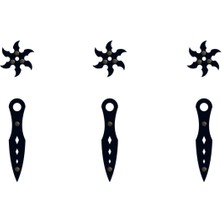 Empressco Ahşap Samuray ve Ninja Seti, 3 Yıldız ve 3 Fırlatma Bıçağı, Siyah Renk