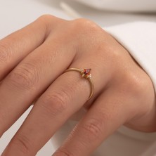 Hakan Mücevherat Turuncu Taşlı 14 Ayar Altın Yüzük