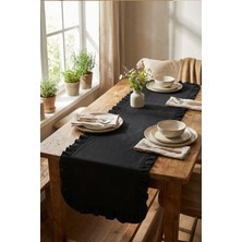YUNUSOĞLU HOME Fırfırlı Masa Runner 120x40 cm – Şık Dekoratif Masa Örtüsü