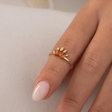 Hakan Mücevherat Turuncu Taşlı 14 Ayar Altın Yüzük