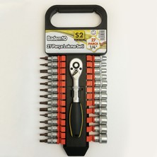 Badem10 Profesyonel 1/4'' 6 Köşe 27 Parça Lokma Anahtar Seti Kompakt Dayanıklı Taşınabilir Alet Seti