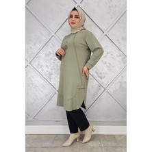 Pys Giyim Kadın Kolye ve Düğme Detaylı Tesettür Tunik