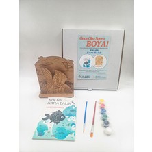 Empressco Kahverengi Ahşap Balık Boyama ve Okuma Seti, Hediye Kitap ile Eğlenceli Aktivite