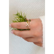 Trend Collection Altın Renk Vip Taşlı Işıltılı Ayarlanabilir Kadın Yüzük