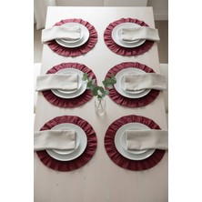 YUNUSOĞLU HOME Pamuklu Fırfırlı Supla 6'lı Set Amerikan Servis 33 cm Çap Supla 6'lı