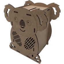 Empressco Ham Ahşap Koala Kumbara, Boyanabilir, 8,4X13,4X11,6 Cm, Kahverengi