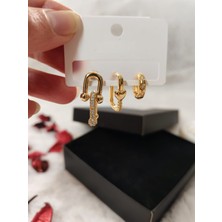 CC Desing Üçlü Kalpli Tffny Model Küpe