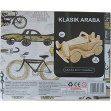 Empressco Beyaz 3D Ahşap Puzzle Klasik Araba, 25 Parça Kendin Yap Seti