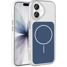 Techno Guru iPhone 17 Kılıf M-Safe Şarj Özellikli Metal Buton Tasarımlı Ikonik Sert Silikon Kapak