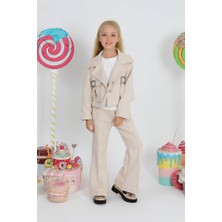 Star Pearl Kids Kız Çocuk Süet Ceket Takım