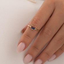 Hakan Mücevherat Mavi Taşlı 14 Ayar Altın Yüzük