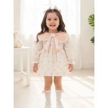 Aysskids Louıse Fiyonk Yaka Uzun Kollu Bayramlık Özel Gün Kız Bebek Elbise