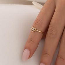 Hakan Mücevherat Ortası Taşlı Kalp 14 Ayar Altın Yüzük