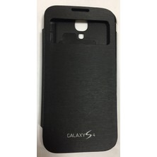 OEM Samsung I9500 S4 Pencereli Uyku Modlu Flip Cover Kılıf (Siyah)