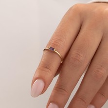 Hakan Mücevherat Mor Taşlı 14 Ayar Altın Yüzük