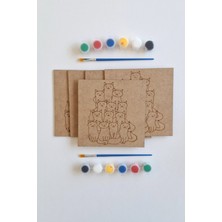 Empressco Renkli 5 Parça Ahşap Kedi Figürlü Boyama ve Aktivite Seti