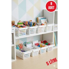 Open Home Concept 8 Adet Beyaz Plastik Çok Amaçlı Delikli Organizer Sepet – Mutfak Banyo Dolap Içi Düzenleyici 5 Litre