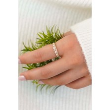 Trend Collection Gold Inci ve Zirkon Taşlı Zarif Şerit Tasarım Kadın Yüzük