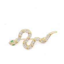 Bz Burgu Zincir Altın Kaplama Zirkon Taşlı Yılan Model Broş BR-110