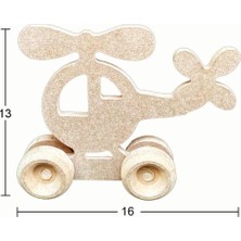 Empressco Çok Renkli Ahşap Mini Helikopter 16X13CM OY104, Eğlenceli ve Öğretici Oyun Parçası