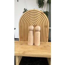 Empressco Iki Parçalı Büyük Ahşap Peg Bebek Takımı, 11 Cm, Dekoratif ve Boyanabilir