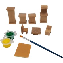 Empressco Minyatür Ahşap Boyama Mutfak Seti, Boya Hediyesi ile Eğlenceli ve Şık Tasarım