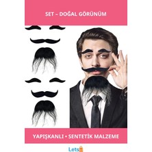 Letsii Siyah Renk Kendinden Yapışkanlı Takma Sakal Bıyık ve Kaş Seti