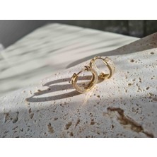 Xuping Jewelry Full Taşlı Çift Sıra Zirkon Kaplama Halka Küpe Gold