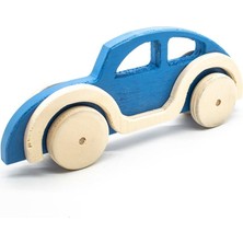 Empressco El Yapımı Mavi Ahşap Araba Oyuncak, Doğal ve Şık Tasarım