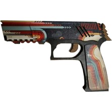 Empressco Turuncu Ahşap Cs:go P250 Lastik Atar Oyuncak Tabanca