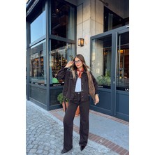 Sue Store Acı Kahve Yıkama Ceket Pantolon Denim Takım