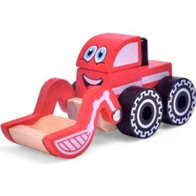 Empressco Kırmızı Ahşap Oyuncak Dozer, Doğal ve Eğlenceli Çocuk Oyunu Aracı