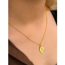 Uzundağ Kuyumculuk 14 Ayar Altın Oval A Harfli Kolye