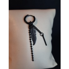Mryart Yaprak Erkek Çelik Küpe Unisex