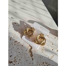Xuping Jewelry Içiçe Geçmeli Gold Kadın Çelik Küpe