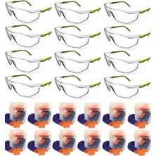 Storemax S400 12 Adet Ayarlı Çapak Gözlüğü, Gözlük Şeffaf Ce EN166 12 Adet Kulak Tıkacı Hediyeli