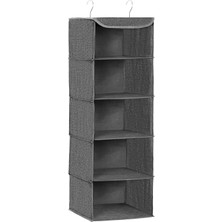 Storemax Asma Düzenleyici, Dolap Düzenleyici, Asma Raf, Asma Depolama, Katlanabilir ve Yerden Tasarruf, Metal Kancalar ve Bambu Ekler, Dokusu, Gri RYCH06G