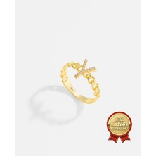 14 Ayar Altın Kişiye Özel Harfli Örme Yüzük