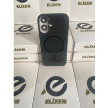 Elixem İphone 16 Uyumlu Siyah Perfect Şık Tasarım Magsafe Parlak İçi Kadife Kılıf