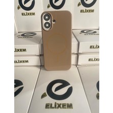 Elixem İphone 16 Uyumlu Desert Gold Perfect Şık Tasarım Magsafe Parlak İçi Kadife Kılıf