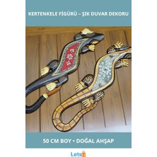 Letsii Doğal Ahşap El Işçiliği 50 cm Duvara Asmalı Kertenkele Figürü