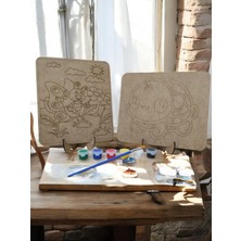 Empressco Ikili Ahşap Kelebek ve Kaplumbağa Boyama Seti, Kahverengi