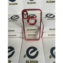 Elixem İphone XR Uyumlu Şeffaf Kenarlar Kırmızı Omega Kılıf