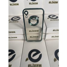 Elixem İphone XR Uyumlu Şeffaf Kenarlar Yeşil Omega Kılıf