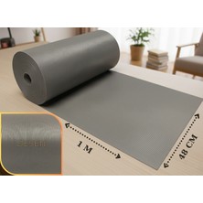 ALMITAL 48 Cm X 1 M Açık Gri Çizgi Desenli Suni Deri, Çekmece Içi Kaydırmaz Çekmece Halısı, raf örtüsü