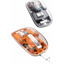 Sbusshop Mouse Fare Kablosuz Mouse Fare Şarjlı Bluetooth Sessiz 5 Tuşlu Şeffaf - SB001M-47W016