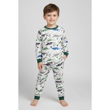 Diamondstar Erkek Çocuk Dinazor Desenli%100 Pamuklu Pijama Takımı  1/8 Yaş
