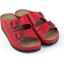 M Miel Kadın Ortopedik Çift Bantlı Tokalı Rahat Ev Terliği Terlik