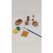 Empressco Bej Ahşap Mini Mobilya Seti, Boyama ve Dekorasyon Keyfi Için Harika Seçenek